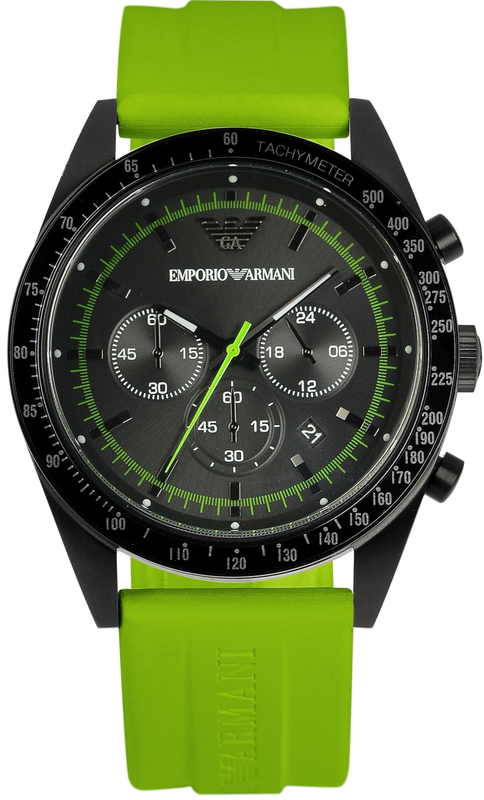 Buy Shop Emporio Armani Sports Analog Black Dial Green Rubber Strap Watch For Men - AR6115 USA Online