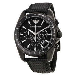 Buy Shop Emporio Armani Sigma Chronograph Black Dial Black Leather Strap Watch For Men - AR6131 USA Online