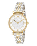 Buy Shop Emporio Armani Gianni T Bar Analog White Dial Two Tone Steel Strap Watch For Women - AR2076 USA Online