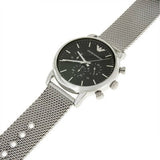 Buy Shop Emporio Armani Luigi Black Dial Silver Mesh Bracelet Watch For Men - AR8032 USA Online