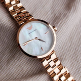 Buy Shop Emporio Armani Arianna Analog Mother of Pearl Dial Rose Gold Steel Strap Watch For Women - AR11196 USA Online
