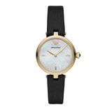 Buy Shop Emporio Armani Arianna Analog Silver Dial Black Leather Strap Watch For Women - AR11200 USA Online