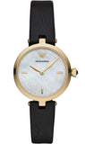 Buy Shop Emporio Armani Arianna Analog Silver Dial Black Leather Strap Watch For Women - AR11200 USA Online