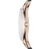 Buy Shop Emporio Armani Aurora Mother Of Pearl Black Dial Black Leather Strap Watch For Women - AR11056 USA Online