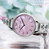 Buy Shop Emporio Armani Aurora Mother Of Pearl Purple Dial Silver Steel Strap Watch For Women - AR11122 USA Online