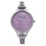 Buy Shop Emporio Armani Aurora Mother Of Pearl Purple Dial Silver Steel Strap Watch For Women - AR11122 USA Online