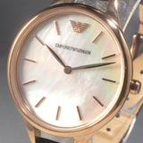 Buy Shop Emporio Armani Aurora Mother of Pearl White Dial Brown Leather Strap Watch For Women - AR11057 USA Online