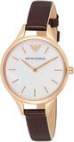 Buy Shop Emporio Armani Aurora Mother of Pearl White Dial Brown Leather Strap Watch For Women - AR11057 USA Online