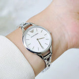Buy Shop Emporio Armani Aurora Mother Of Pearl White Dial Silver Steel Strap Watch For Women - AR11054 USA Online