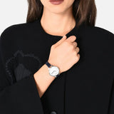 Buy Shop Emporio Armani Aurora Quartz Mother Of Pearl White Dial Blue Leather Strap Watch For Women - AR11090 USA Online
