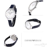 Buy Shop Emporio Armani Aurora Quartz Mother Of Pearl White Dial Blue Leather Strap Watch For Women - AR11090 USA Online