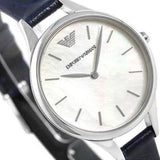 Buy Shop Emporio Armani Aurora Quartz Mother Of Pearl White Dial Blue Leather Strap Watch For Women - AR11090 USA Online