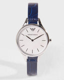 Buy Shop Emporio Armani Aurora Quartz Mother Of Pearl White Dial Blue Leather Strap Watch For Women - AR11090 USA Online