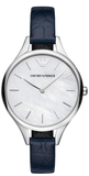 Buy Shop Emporio Armani Aurora Quartz Mother Of Pearl White Dial Blue Leather Strap Watch For Women - AR11090 USA Online