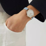 Buy Shop Emporio Armani Aurora Quartz Mother of Pearl White Dial Blue Leather Strap Watch For Women - AR11109 USA Online