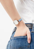 Buy Shop Emporio Armani Aurora Quartz Mother of Pearl White Dial Blue Leather Strap Watch For Women - AR11109 USA Online