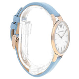 Buy Shop Emporio Armani Aurora Quartz Mother of Pearl White Dial Blue Leather Strap Watch For Women - AR11109 USA Online
