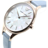 Buy Shop Emporio Armani Aurora Quartz Mother of Pearl White Dial Blue Leather Strap Watch For Women - AR11109 USA Online