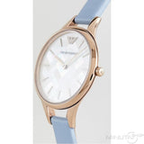 Buy Shop Emporio Armani Aurora Quartz Mother of Pearl White Dial Blue Leather Strap Watch For Women - AR11109 USA Online