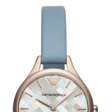 Buy Shop Emporio Armani Aurora Quartz Mother of Pearl White Dial Blue Leather Strap Watch For Women - AR11109 USA Online