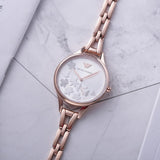Buy Shop Emporio Armani Aurora Quartz Silver Dial Gold Steel Strap Watch For Women - AR11108 USA Online