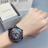 Buy Shop Emporio Armani Automatic Multifunction Black Dial Black Mesh Bracelet Watch For Men - AR60025 USA Online