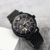 Buy Shop Emporio Armani Automatic Multifunction Black Dial Black Mesh Bracelet Watch For Men - AR60025 USA Online