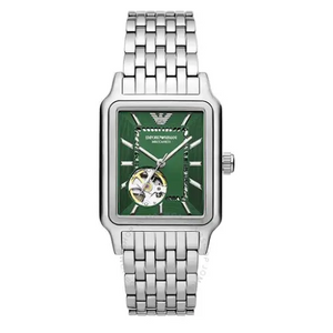 Buy Shop Emporio Armani Meccanico Automatic Green Dial Silver Steel Strap Watch For Men - AR60067 USA Online