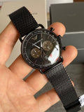 Buy Shop Emporio Armani Aviator Black Dial Black Mesh Bracelet Watch For Men - AR11142 USA Online