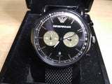Buy Shop Emporio Armani Aviator Black Dial Black Mesh Bracelet Watch For Men - AR11142 USA Online