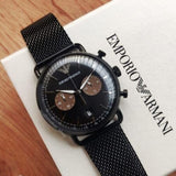 Buy Shop Emporio Armani Aviator Black Dial Black Mesh Bracelet Watch For Men - AR11142 USA Online