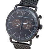 Buy Shop Emporio Armani Aviator Black Dial Black Mesh Bracelet Watch For Men - AR11142 USA Online