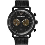 Buy Shop Emporio Armani Aviator Black Dial Black Mesh Bracelet Watch For Men - AR11142 USA Online