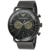 Buy Shop Emporio Armani Aviator Black Dial Black Mesh Bracelet Watch For Men - AR11142 USA Online