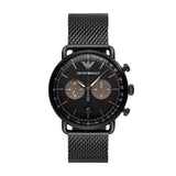 Buy Shop Emporio Armani Aviator Black Dial Black Mesh Bracelet Watch For Men - AR11142 USA Online