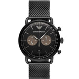 Buy Shop Emporio Armani Aviator Black Dial Black Mesh Bracelet Watch For Men - AR11142 USA Online