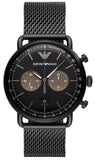 Buy Shop Emporio Armani Aviator Black Dial Black Mesh Bracelet Watch For Men - AR11142 USA Online