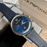 Buy Shop Emporio Armani Aviator Blue Dial Blue Leather Strap Watch For Men - AR11105 USA Online