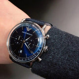 Buy Shop Emporio Armani Aviator Blue Dial Blue Leather Strap Watch For Men - AR11105 USA Online