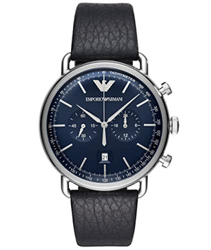 Buy Shop Emporio Armani Aviator Blue Dial Blue Leather Strap Watch For Men - AR11105 USA Online