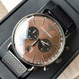 Buy Shop Emporio Armani Aviator Brown Dial Grey Mesh Bracelet Watch For Men - AR11141 USA Online