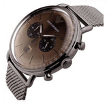 Buy Shop Emporio Armani Aviator Brown Dial Grey Mesh Bracelet Watch For Men - AR11141 USA Online