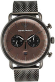 Buy Shop Emporio Armani Aviator Brown Dial Grey Mesh Bracelet Watch For Men - AR11141 USA Online