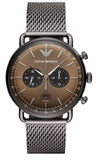 Buy Shop Emporio Armani Aviator Brown Dial Grey Mesh Bracelet Watch For Men - AR11141 USA Online