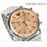 Buy Shop Emporio Armani Aviator Chronograph Beige Dial Silver Steel Strap Watch For Men - AR11239 USA Online