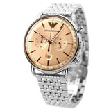 Buy Shop Emporio Armani Aviator Chronograph Beige Dial Silver Steel Strap Watch For Men - AR11239 USA Online