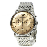 Buy Shop Emporio Armani Aviator Chronograph Beige Dial Silver Steel Strap Watch For Men - AR11239 USA Online