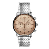 Buy Shop Emporio Armani Aviator Chronograph Beige Dial Silver Steel Strap Watch For Men - AR11239 USA Online