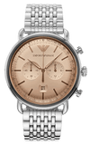Buy Shop Emporio Armani Aviator Chronograph Beige Dial Silver Steel Strap Watch For Men - AR11239 USA Online