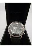 Buy Shop Emporio Armani Aviator Chronograph Black Dial Black Leather Strap Watch For Men - AR11143 USA Online